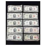 10-Collectible $2 Notes