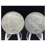2-Silver Peace Dollars