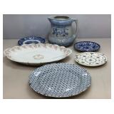 Collectible plates, platter, pitcher.