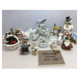 Collection of porcelain bird figures and more.