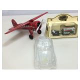 Collectible metal plane, die cast tank wagon and