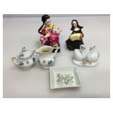 Assorted porcelain figurines and more.