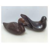 Iron wood bird figures. Beak is damaged on one.