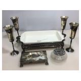 Assorted plated items and more.