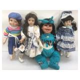 Assorted Porcelain dolls. Native, 80s baseball