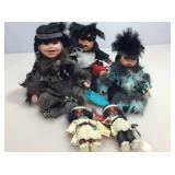 Assorted Porcelain dolls. Native, some sleepy