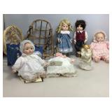 Assorted Porcelain dolls. Babies and more.