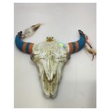 Wall art decor. cow skull with eagle. 14 in tall.