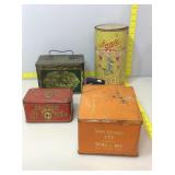 Assorted vintage tins with lids. State express