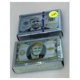 Metallic novelty card decks.