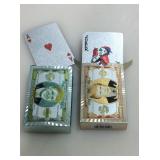 Metallic novelty card decks. Trump.