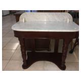 Vintage hall table w/white marble top, approx 3