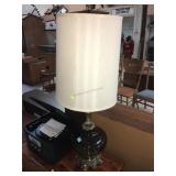 Large glass table top lamp w/shade, approx 3 ft