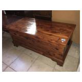 Wood trunk w/lock and key, approx 3.2 ft long