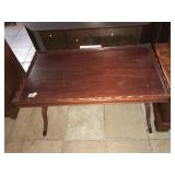 Wood coffee table, approx 3 ft long