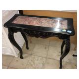 Hall table w/marble top, approx 3 ft long