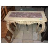 Hall table w/marble top, approx 2.5 ft long