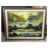 Framed oil painting sign by artist, approx 4.5