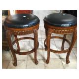 2 Ornate wood stools