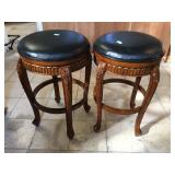 2 Ornate wood stools
