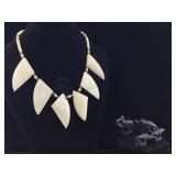 Bone necklace approx 8 in long, and more