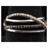 Sterling ring with diamonds. SZ 9