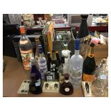 Collectible empty liquor bottles bar ware and