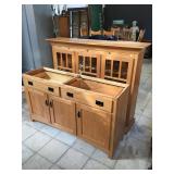 Classic mission line China hutch w/glass shelves,