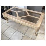 Wood coffee table w/glass top