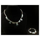 Sterling Mexican set of necklace and bracelet. 16