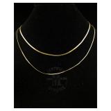 Two 14K Gold necklaces, one is missing the clasp.