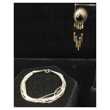 Sterling liquid silver bracelet and earring.