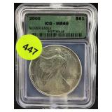 2000 Silver Eagle ICG MS69