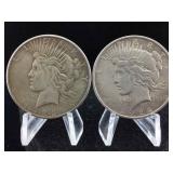 2-Silver Peace dollars various years