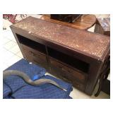 Wicker entertainment center, needs some TLC,
