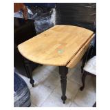 Wood table w/fall leaves, approx 3 ft long