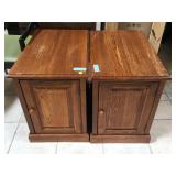 Pair of wood side tables, approx 2 ft long