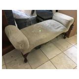 Wood bench, needs re-upholstery, approx 3 ft long