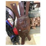 Tribal wood decorative piece, approx 4 ft long