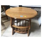 Wood side table w/magazine rack