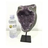 Mounted Amethyst Geode. 10in H on Stand.