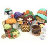 Vintage Hand painted Plaster/ Chalk-ware Garden