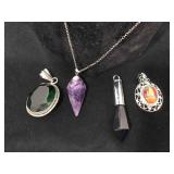 .925 Silver and Stone Pendants