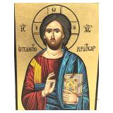 Signed Religious Art Icon, Christ Pantocrator,