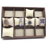 4 New Jeweled Quartz Bracelet Watches. Tray