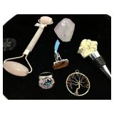 Collection of Stone Rings, Face Roller, Pendant