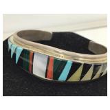 Sterling Silver and Stone Native American Cuff