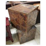 Pair of metal side tables, approx 2 ft long