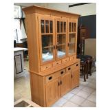 Classic mission line China hutch w/glass shelves,