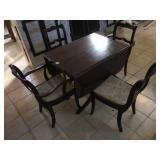 Vintage wood table w/4 chairs and fall leaf sides